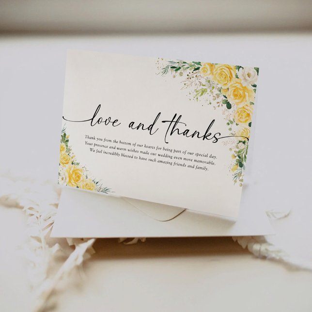Elegant Yellow Wedding Folded Thank You Card Dankeskarte (Von Creator hochgeladen)