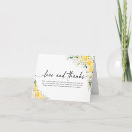 Elegant Yellow Wedding Folded Thank You Card Dankeskarte