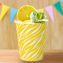 Elegant Yellow White Unisex Niedlich Trendy Zebra Pappbecher