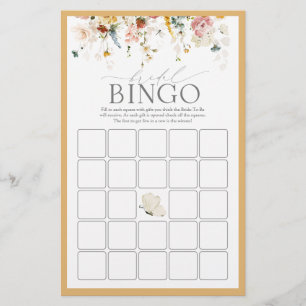 Elegant Yellow Wildblume Bridal Bingo Game