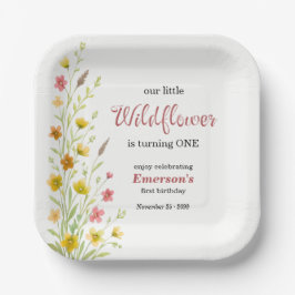 Elegant Yellow Wildflower 1st Birthday Party Pappteller