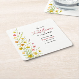 Elegant Yellow Wildflower 1st Birthday Party Rechteckiger Pappuntersetzer