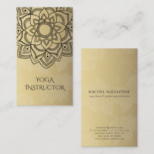 Elegant YOGA Instructor Black Gold Floral Mandala Visitenkarte