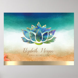 Elegant Yoga Instructor Blue Lotus Poster