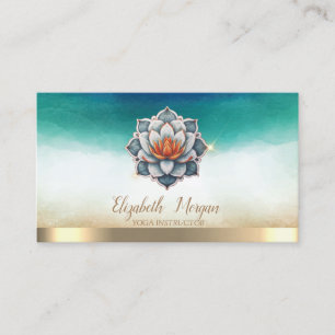 Elegant Yoga Instructor Blue Lotus Watercolor Visitenkarte