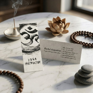 Elegant YOGA Instructor Calligraphy ZEN OM Symbol Mini Visitenkarte