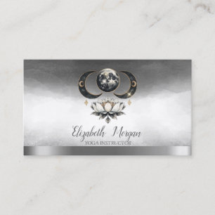 Elegant Yoga Instructor Lotus Moon Silver Visitenkarte