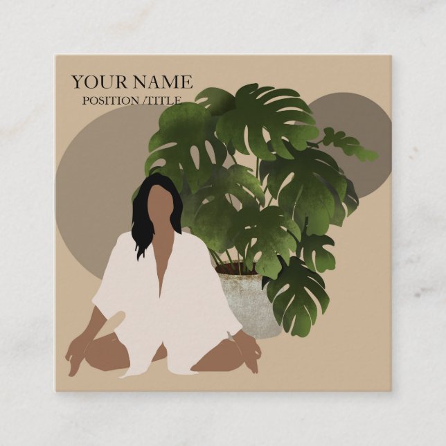 Elegant Yoga Instructor Quadratische Visitenkarte (Vorderseite)