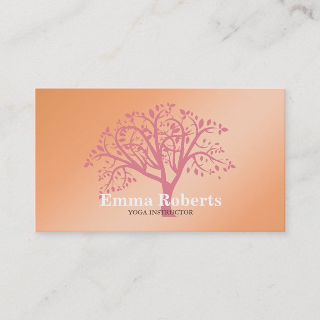 Elegant Yoga Instructor Rose Gold Tree Visitenkarte (Vorderseite)