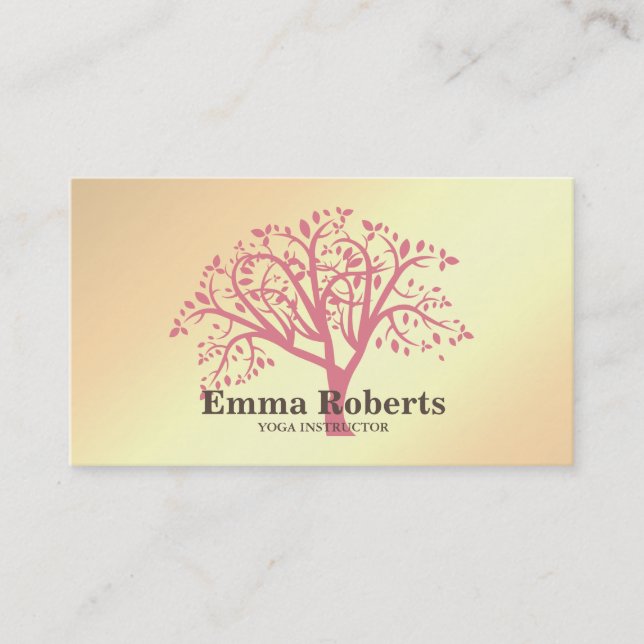 Elegant Yoga Instructor Rose Gold Tree Visitenkarte (Vorderseite)