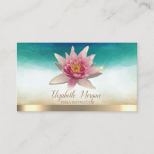Elegant Yoga Instructor Watercolor Lotus Visitenkarte