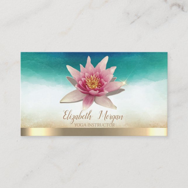 Elegant Yoga Instructor Watercolor Lotus Visitenkarte (Vorderseite)