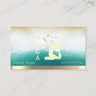 Elegant Yoga Instructor Women Silhouette Visitenkarte