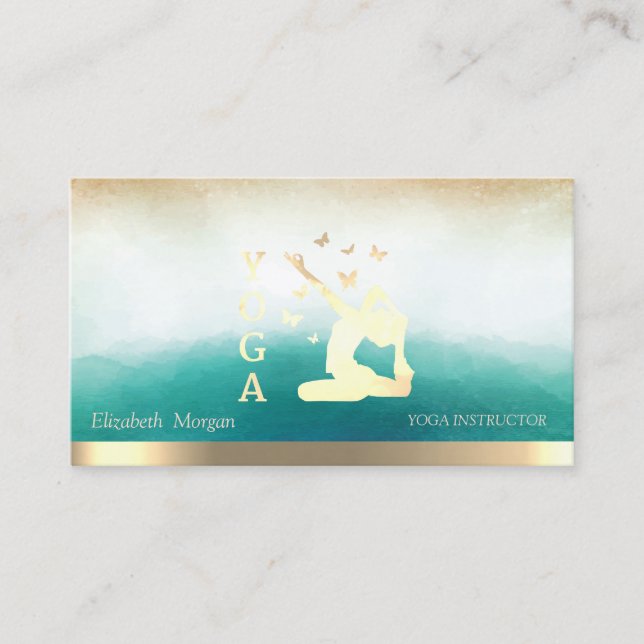Elegant Yoga Instructor Women Silhouette Visitenkarte (Vorderseite)