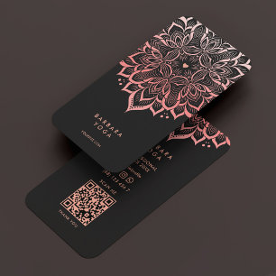 Elegant Yoga Mandala Boho Rosegold Pink Lotus Visitenkarte