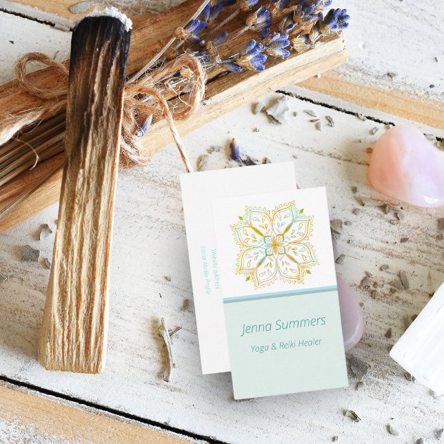 Elegant Yoga Reiki Healer Gold Mandala Blume Visitenkarte (Von Creator hochgeladen)