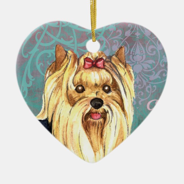 Elegant Yorkie Keramikornament (Vorne)