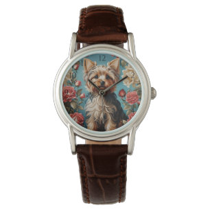 Elegant Yorkshire Terrier Rose Garden Armbanduhr