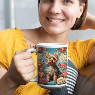 Elegant Yorkshire Terrier Rose Garden Kaffeetasse