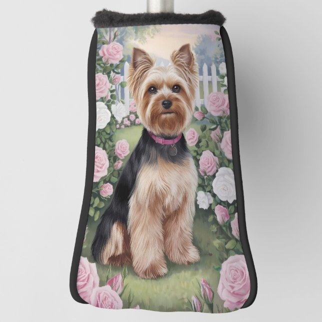 Elegant Yorkshire Terrier Rose Garden Malerei Golf Headcover (Rotieren 90)