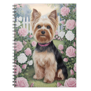 Elegant Yorkshire Terrier Rose Garden Malerei Notizblock