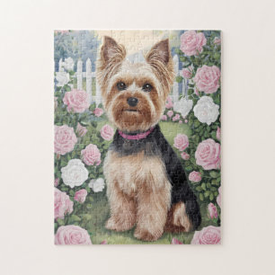 Elegant Yorkshire Terrier Rose Garden Malerei Puzzle