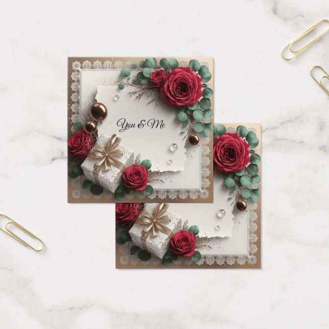 Elegant “You & Me” Gold Cursive Flat Greeting Card (Büro)