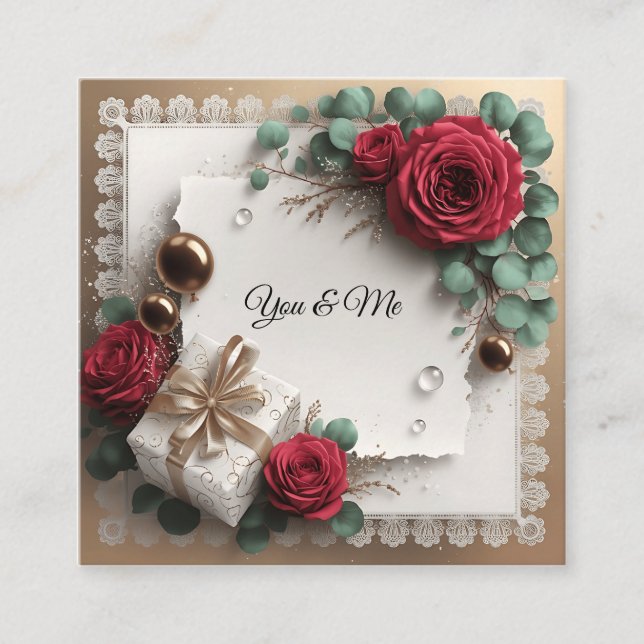 Elegant “You & Me” Gold Cursive Flat Greeting Card Quadratische Visitenkarte (Vorderseite)