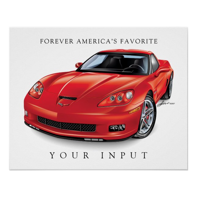 ELEGANT Z06 RED ZEICHNEND POSTER (Vorderseite)