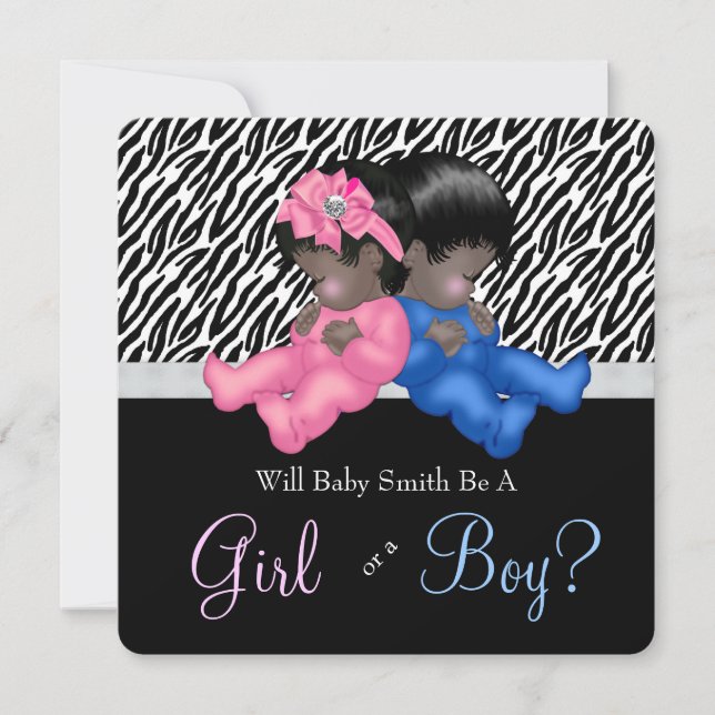 Elegant Zebra Baby Gender Reveal Shower Einladung (Vorderseite)