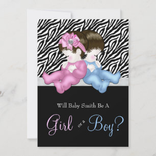 Elegant Zebra Gender Reveal Shower Einladung