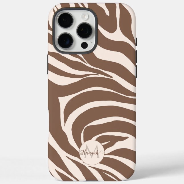 Elegant Zebra Mocha Pattern Case-Mate iPhone Hülle (Rückseite)