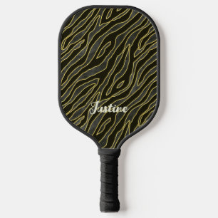 Elegant Zebra Muster Name Script Pickleball Schläger