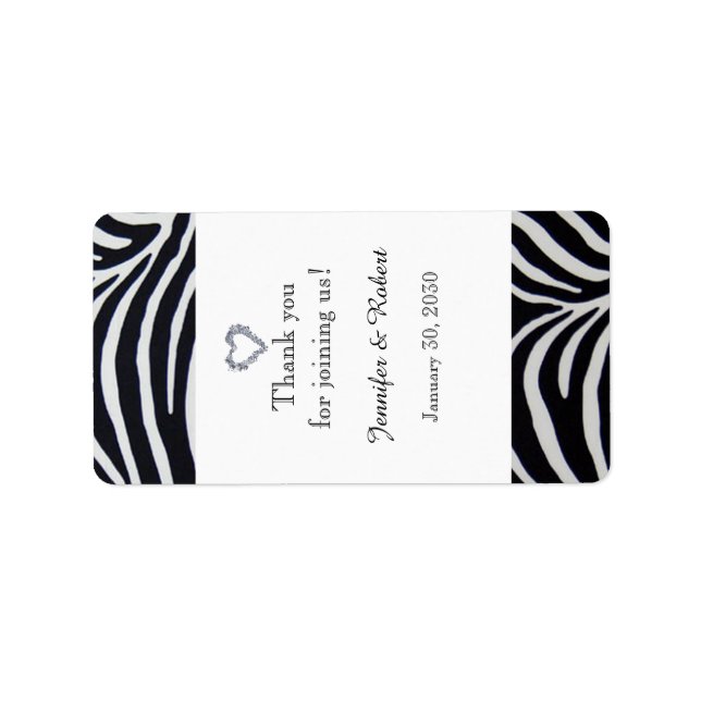 Elegant Zebra Stripe Wedding Lip Balm Label Adressaufkleber (Vorne)
