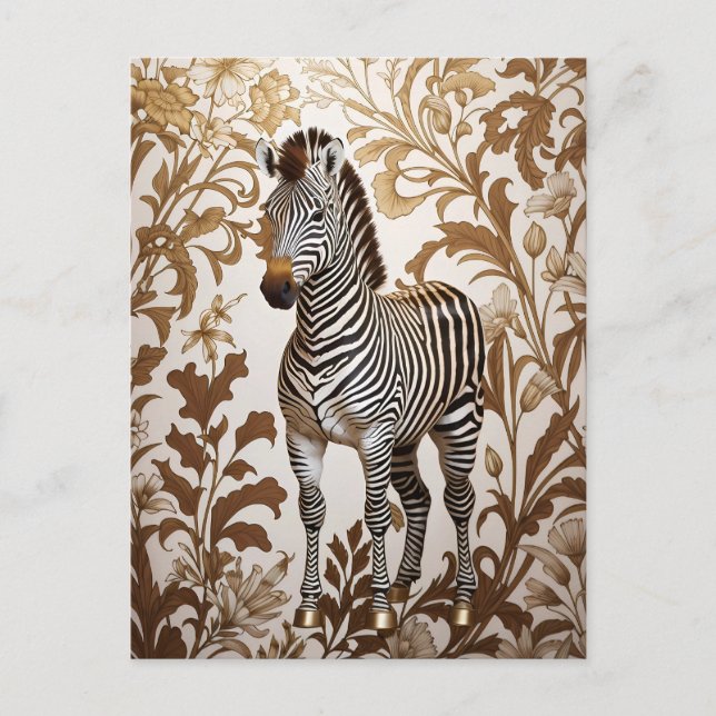 Elegant Zebra William Morris inspired  Postkarte (Vorderseite)