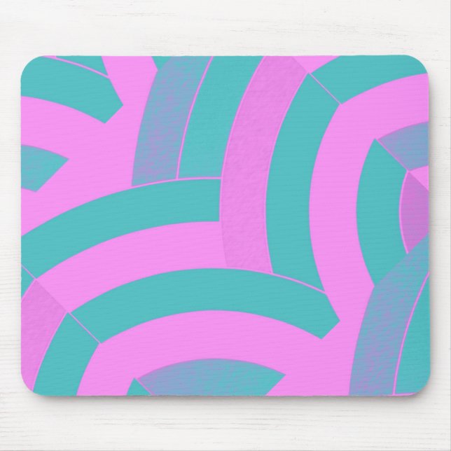 elegant zeitgenössisch stilvoll pink/grün Zickzack Mousepad (Vorne)
