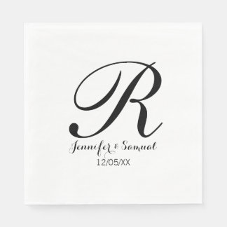 Elegant & zeitgenössisches Monogramm & Datum Napki Serviette