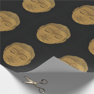 Elegant Zen Buddha Pattern Schwarz und Bronze Geschenkpapier