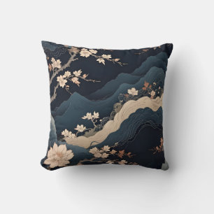 Elegant Zen Cherry Blossom und Gebirgswurfpille Kissen
