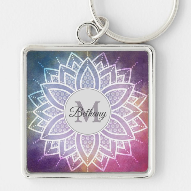 Elegant Zen Mandala Design Personalisiert Schlüsselanhänger (Vorne)