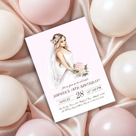 Elegant zender Pink Prinzessin 18. Geburtstag Einladung