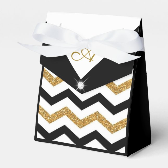 Elegant Zig Zag Muster Geschenkschachtel (Vorderseite)