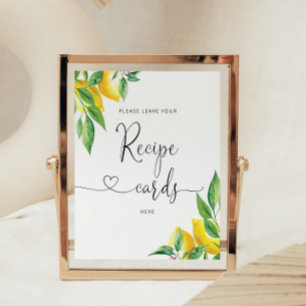 Elegant Zitrone hinterlassen Sie Ihre Rezeptkarte Poster