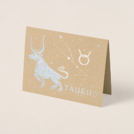 Elegant Zodiac Astrologie | Taurus Birthday Silver Folienkarte
