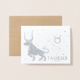 Elegant Zodiac Astrologie | Taurus Birthday Silver Folienkarte