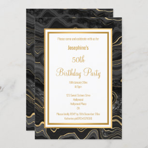 ELEGANTBLACK GOLD MARBLE GEBURTSTAG EINLADUNG