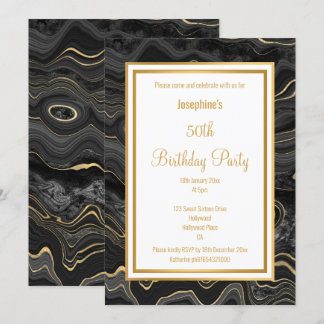 ELEGANTBLACK GOLD MARBLE GEBURTSTAG EINLADUNG