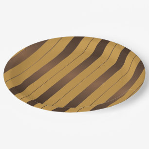 Elegantbraun und Imitat, vergoldete Streifen Papie Pappteller