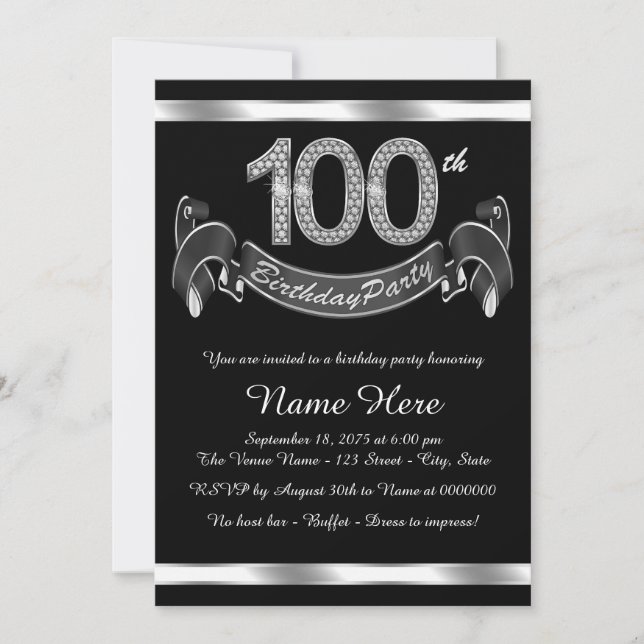 Elegante 100. Geburtstagsparty Einladung (Vorderseite)