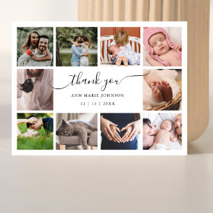 Elegante 10-Foto-Collage-Baby-Shower-Dankeschön Feiertagspostkarte